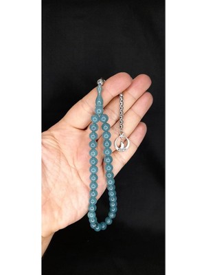 Anemore Collection Çubuk Kehribar Tesbih Küre Kesim Turkuaz Renk T-343
