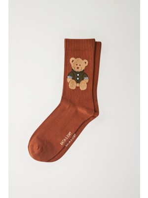 Katia & Bony Unisex Teddy Desenli Soket Çorap Kahverengi