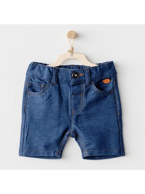 Andywawa Erkek Bebek Şort Casual AC25939 Regular Fit İndigo Renkli Rahat Kesim Günlük Kullanım
