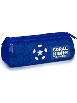 Coral High Lacivert Saks Futbol Desenli Üç Bölmeli Kalem Çantası 11197