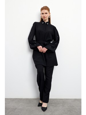 Leora Tunik Pantolon Takım - Siyah