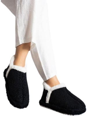 Liger Kadın Panduf | Ev Botu | Ev Ayakkabısı Eva Kalın Hafif Kaymaz Taban Siyah