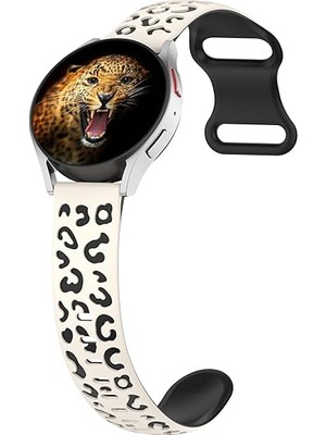MobaxAksesuar Samsung Galaxy Watch 4 5 6 7 Fe 40 40 44 Classic 42 43 46 47 Mm Kordon Leopar Desen Yumuşak Silikon Kordon