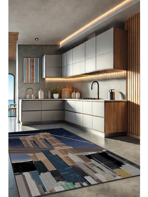 The Reef Design New York Temalı Dekoratif Yıkanabilir Dokuma Kaymaz Tabanlı Yazlık Halısı Genç Halısı