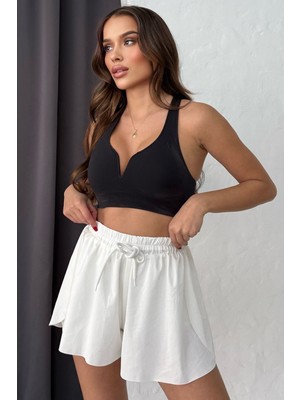 Lesa Wear Kadın Spor Şort Yüksel Bel Tasarımı ile Günlük Kullanım için Rahat ve Modern