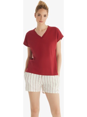 Blackspade Kadın T-Shirt 60553 Bordo %100 Pamuk Nefes Alabilir Kumaşla Şık Tasarım