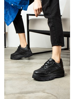 Günlük Kadın Spor Ayakkabı Yüksek Taban 6 cm Sneaker Siyah - Beyaz - Bej - Rugan - Süet 001