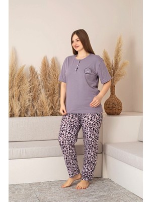 Nisanca %100 Pamuk  Büyük Beden Kısa Kol Kadın Pijama Takımı
