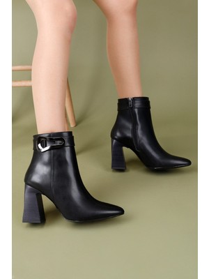 Getcho Baldur Kadın Siyah Kalın Topuklu Bot