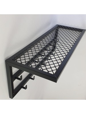 Gelişim Metal Dekoratif Demir Raflı Duvar Askısı - Metal Askılık - Elbise Askısı - Modern Design