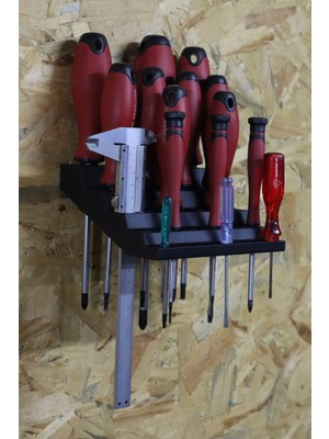 3D Printer Sepeti 35'li Tornavida Rafı ve Kumpas Tutucu Duvar Standı