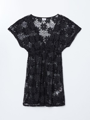 Lcw Dream  Kruvaze Yaka Dantelli Kadın Plaj Elbisesi