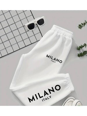 Kids Face Özel Tasarım Milano Italy Baskılı Ter Tumayan Yazlık Kız Çocuk Jogger Eşofman Altı