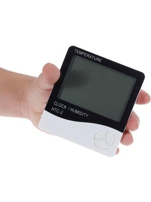 Ozcmax Iç ve Dış Ortam Sıcaklığını Ölçebilen LCD Ekran Saat Göstergeli Alarmlı Nem Ölçer Termometre