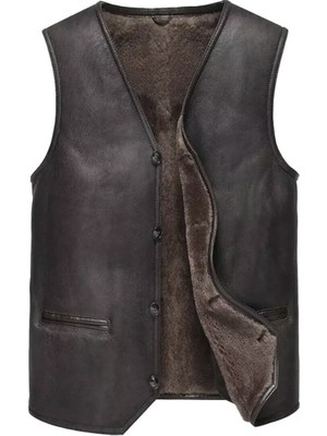 Zik Hakiki Koyun Derisi Içi Tüylü Dar Kesim Yelek