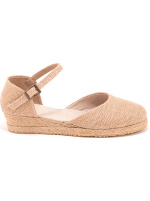 Star Tombis  Elişi 3cm Arkası Az Açık Hasır Jüt Bantlı Günlük Kadın Espadril Handmade