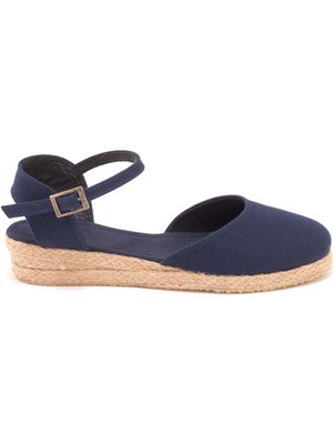 Star Tombis Elişi Topuğu Açık Bilekten Bantlı 3cm Dolgu Topuk Keten Hasır Espadril Handmade