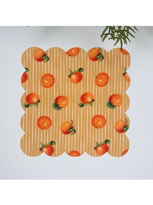 Decofav Çizgili Portakal Desenli Lazer Kesim Kumaş Kokteyl Peçetesi 1 Adet