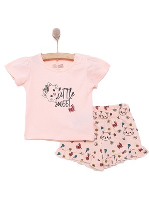 Hellobaby Basic Kız Kedi Baskılı Tshirt-Şort Kız Bebek