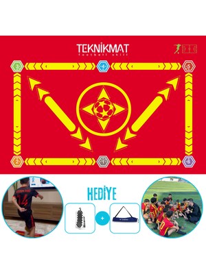 Teknik Mat Premium 120 Pro Futbol Eğitim Videosu Sari Kirmizi - Ömür Boyu - Kaydirmaz Çorap -  Futbol Mati Hediyeli