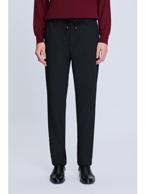 HTML Siyah Dinamik Fit Desenli Yandan Cepli Casual Jogger Pantolon