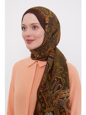 Haki Etnik Desen Royal Şal