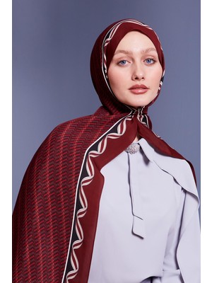 Bordo Labirent Desen Royal Şal