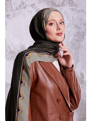 Çağla Yeşili Labirent Desen Royal Şal