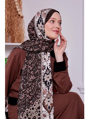 Acı Kahve Kenar Motif Desen Royal Şal