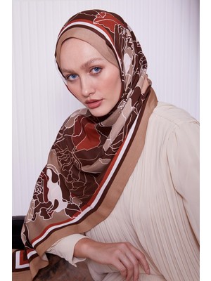 Vizon Çiçek Desen Royal Şal