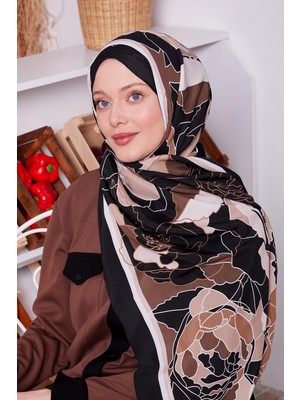Lêvi D'or Siyah - Vizon Çiçek Desen Royal Şal