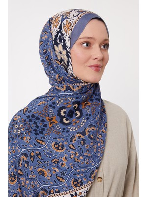 Indigo Kenar Motif Desen Royal Şal