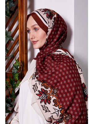 Tarçın Papatya Desen Royal Şal