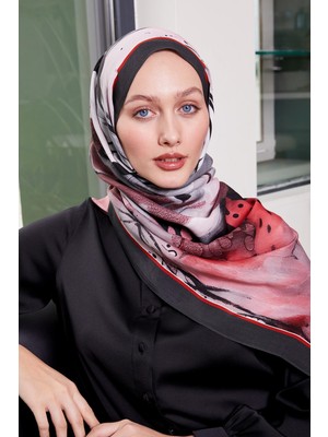 Nar Çiçeği Ebruli Desen Royal Şal