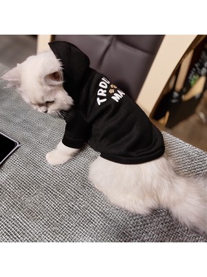 Lady Fify Kedi ve Köpek için Kapüşonlu Siyah Sweatshirt
