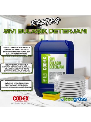 Cod-Ex Sıvı Bulaşık Deterjanı Ekstra 4 lt x 4 Adet