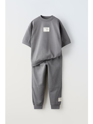 Magu Erkek Çocuk Gri Oversize Tişört ve Eşofman Altı Takım