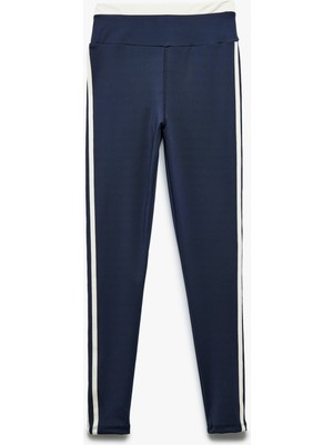 Koton Yüksek Bel Çizgili Slim Fit Spor Tayt