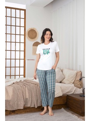 Guava Kadın Düğmesiz Bisiklet Yaka Viskon Yazlık Kısa Kol Cepli Pijama Takımı