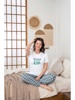 Guava Kadın Düğmesiz Bisiklet Yaka Viskon Yazlık Kısa Kol Cepli Pijama Takımı