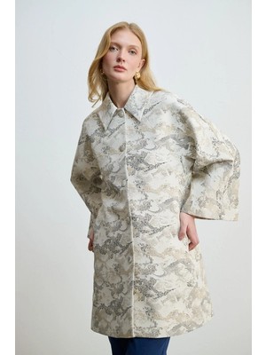 Gusto Yakalı Jakar Kaftan - Taş
