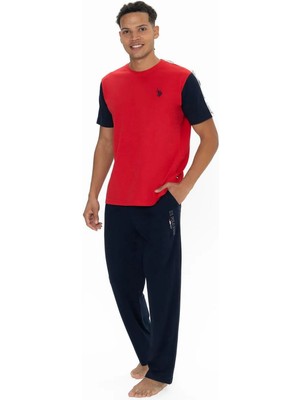 U.S. Polo Assn. 18898 Erkek Kısa Kollu Bisiklet Yaka Pijama Takımı-Kırmızı
