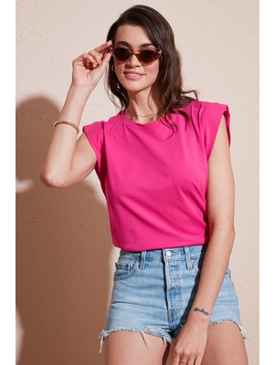 Lela Pamuklu Bisiklet Yaka Kolsuz T Shirt Bayan T Shirt 5864019