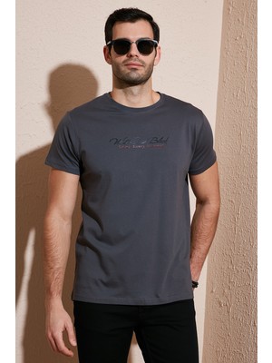 Buratti Pamuklu Slim Fit Bisiklet Yaka Yazılı T Shirt Erkek T Shirt 541ENJOY