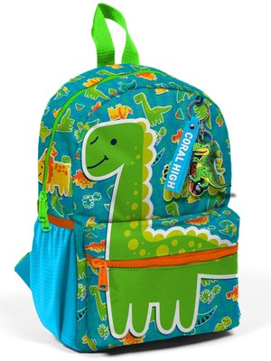 Coral High Minik Yuva Sırt Çantası Mavi Yeşil Dinozor Desenli İki Bölmeli 23570