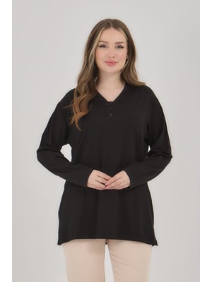 Kadın V Yaka Likralı Büyük Beden Orta Yaş Anne Penye Bluz