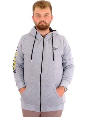 Mode Xl Erkek Büyük Beden Fermuarlı Kapüşonlu Sweatshirt Future U24549 Grimelanj