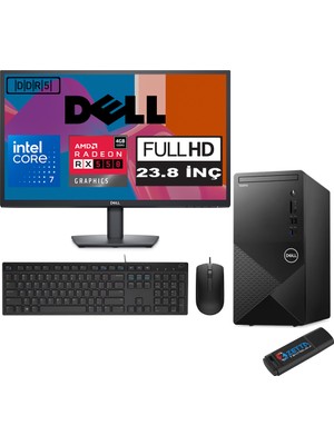 Dell Vostro 3030 mt Intel Core I7 12700 24GB Ddr5 2tb SSD 23.8" Fhd Ubuntu Amd RX550-4GB Masaüstü Bilgisayar 23N3030I7RX550U14 + Zetta USB Bellek