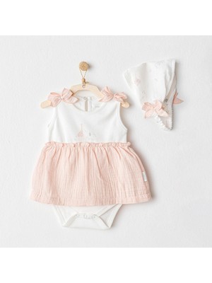 Andywawa Kız Bebek Elbise Takim Dress Band Set Love Family AC25505