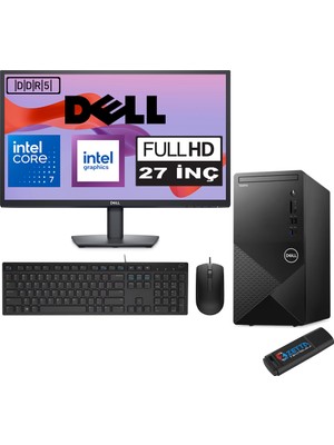 Dell Vostro 3030 mt Intel Core I7 12700 96GB Ddr5 1tb SSD 27" Fhd Ubuntu Intel® UHD Graphics 730 Masaüstü Bilgisayar 27N3030I7EMEAU03 + Zetta USB Bellek